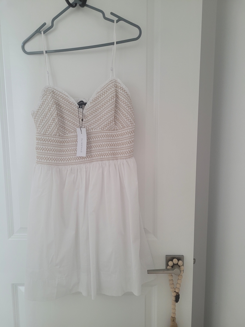 Dynamite White Mini Dress with Crochet Bodice